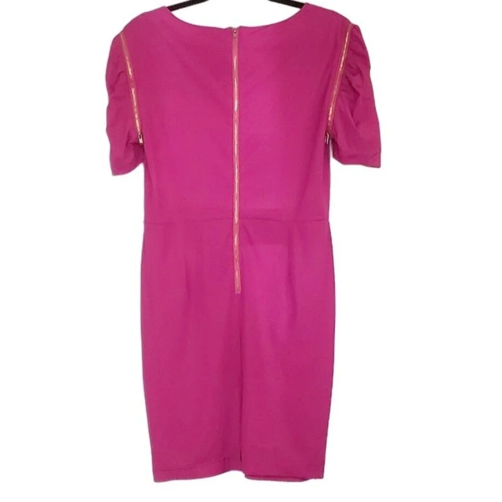 Black Russian hot pink dress size Medium removable sleeves Knee Length‎